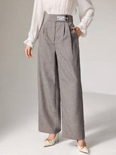 Mulvari Women's Letter Pleated Wide Leg Loose Elegant Pants